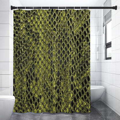 Lime Green And Black Snakeskin Print Shower Curtain