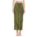 Lime Green And Black Snakeskin Print Side Slit Maxi Skirt