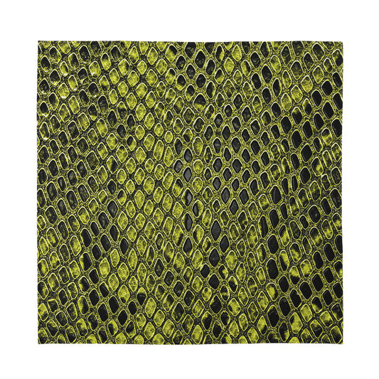Lime Green And Black Snakeskin Print Silk Bandana