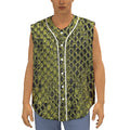 Lime Green And Black Snakeskin Print Sleeveless Baseball Jersey