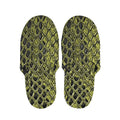 Lime Green And Black Snakeskin Print Slippers