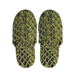 Lime Green And Black Snakeskin Print Slippers