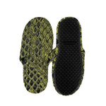 Lime Green And Black Snakeskin Print Slippers