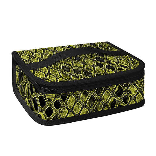 Lime Green And Black Snakeskin Print Small Lunch Bag