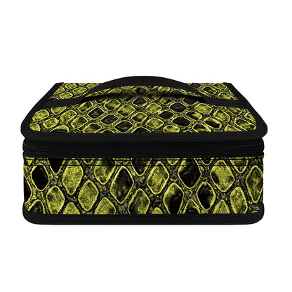 Lime Green And Black Snakeskin Print Small Lunch Bag