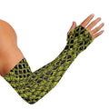 Lime Green And Black Snakeskin Print Sun Protection Arm Sleeves
