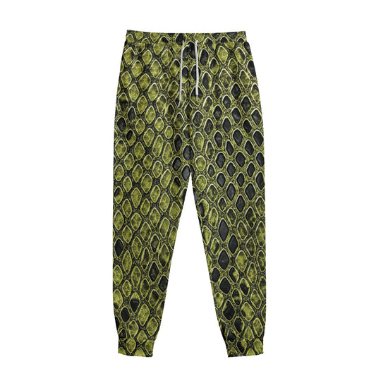 Lime Green And Black Snakeskin Print Sweatpants