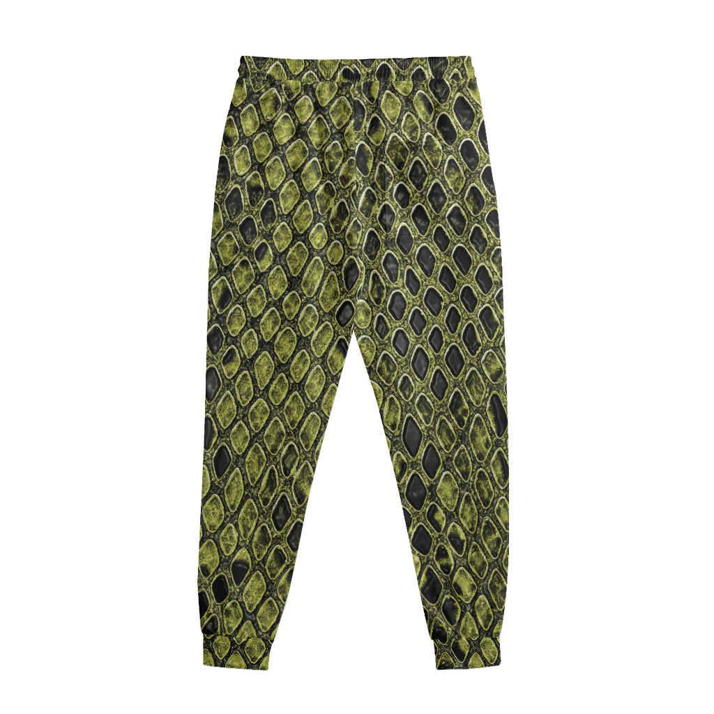 Lime Green And Black Snakeskin Print Sweatpants