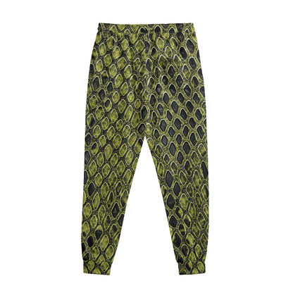 Lime Green And Black Snakeskin Print Sweatpants