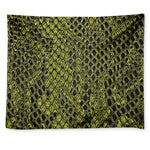 Lime Green And Black Snakeskin Print Tapestry