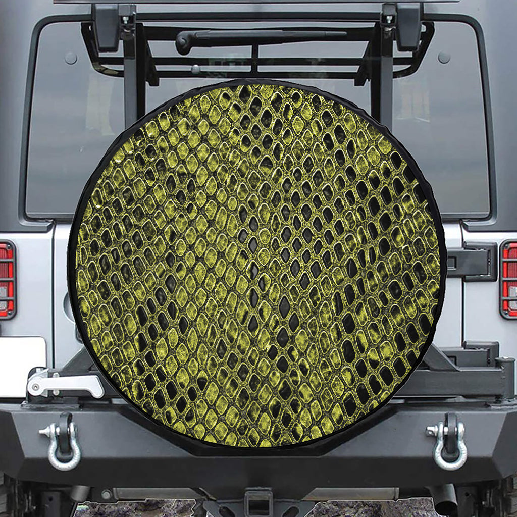 Lime Green And Black Snakeskin Print Tire Cover