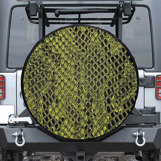 Lime Green And Black Snakeskin Print Tire Cover