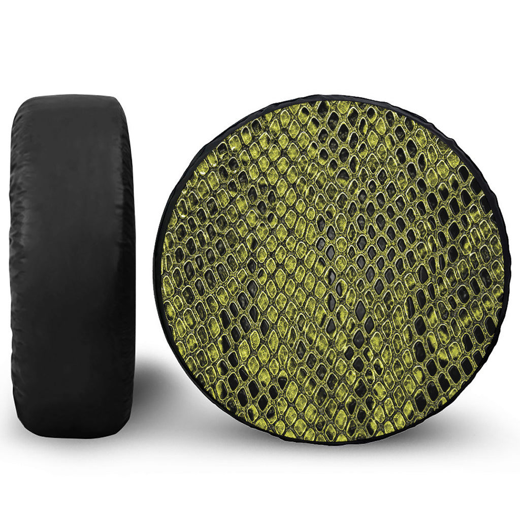 Lime Green And Black Snakeskin Print Tire Cover