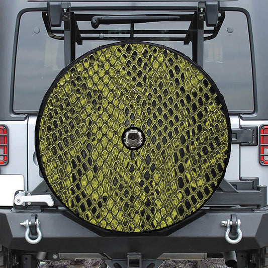 Lime Green And Black Snakeskin Print Tire Cover With Camera Hole