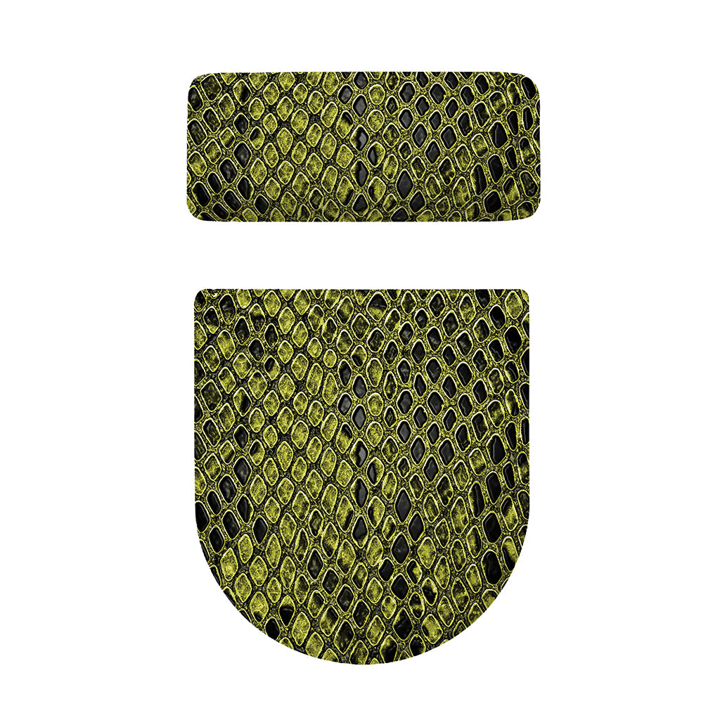 Lime Green And Black Snakeskin Print Toilet Lid And Tank Cover Set