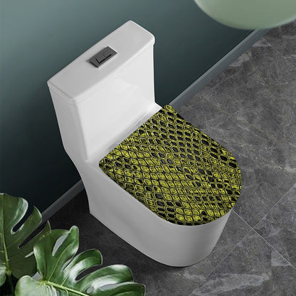 Lime Green And Black Snakeskin Print Toilet Lid Cover