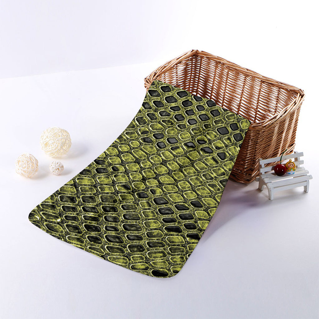 Lime Green And Black Snakeskin Print Towel