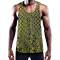 Lime Green And Black Snakeskin Print Men's Workout Tank Top