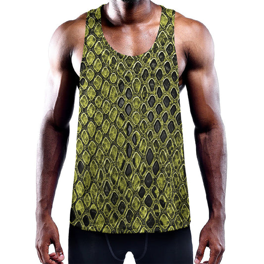 Lime Green And Black Snakeskin Print Training Tank Top