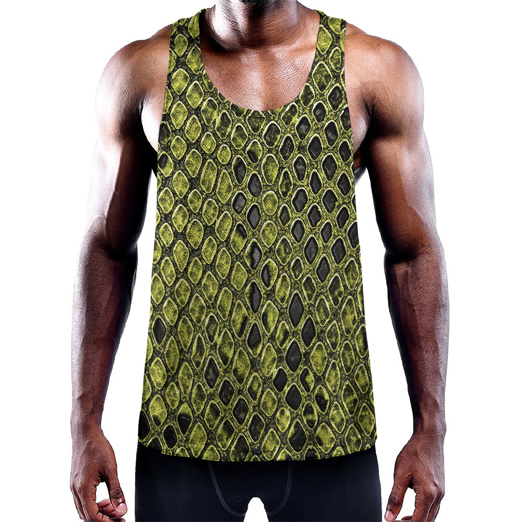 Lime Green And Black Snakeskin Print Training Tank Top
