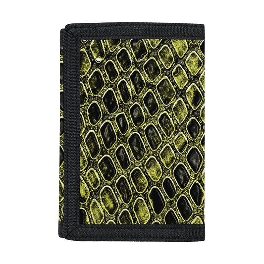 Lime Green And Black Snakeskin Print Trifold Wallet