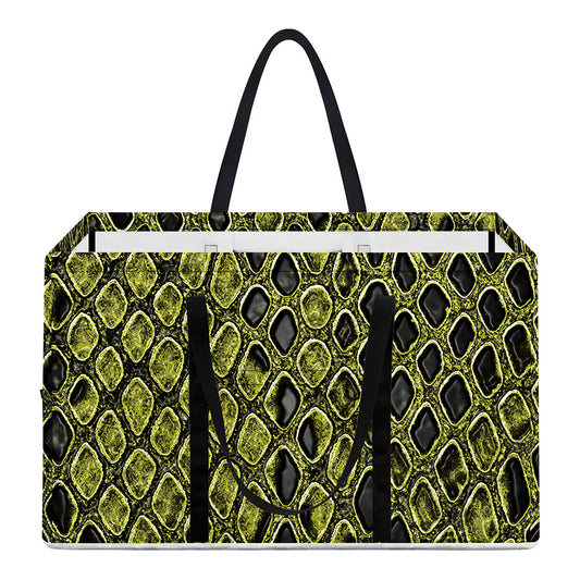 Lime Green And Black Snakeskin Print Utility Tote Bag