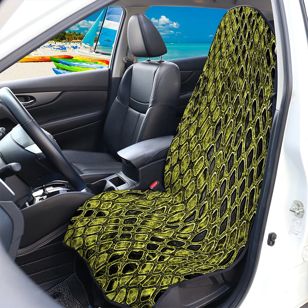 Lime Green And Black Snakeskin Print Waterproof Car Seat Cover
