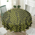 Lime Green And Black Snakeskin Print Waterproof Round Tablecloth