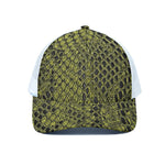 Lime Green And Black Snakeskin Print White Mesh Trucker Cap