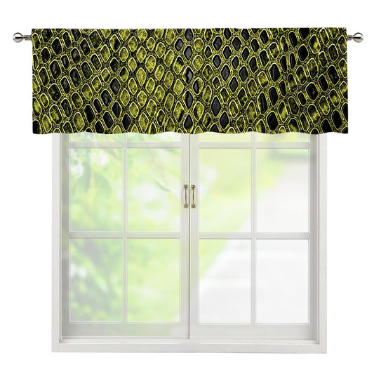 Lime Green And Black Snakeskin Print Window Valance