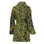 Lime Green And Black Snakeskin Print Women's Bathrobe