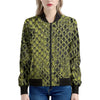 Lime Green And Black Snakeskin Print Women's Bomber Jacket