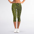 Lime Green And Black Snakeskin Print Women's Capri Leggings