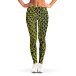 Lime Green And Black Snakeskin Print Women's Leggings