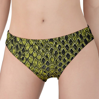 Lime Green And Black Snakeskin Print Women's Panties