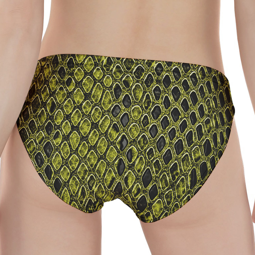 Lime Green And Black Snakeskin Print Women's Panties
