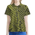 Lime Green And Black Snakeskin Print Women's Polo Shirt