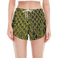 Lime Green And Black Snakeskin Print Women's Split Running Shorts