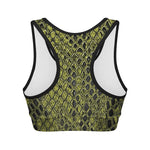 Lime Green And Black Snakeskin Print Women's Sports Bra