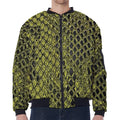 Lime Green And Black Snakeskin Print Zip Sleeve Bomber Jacket