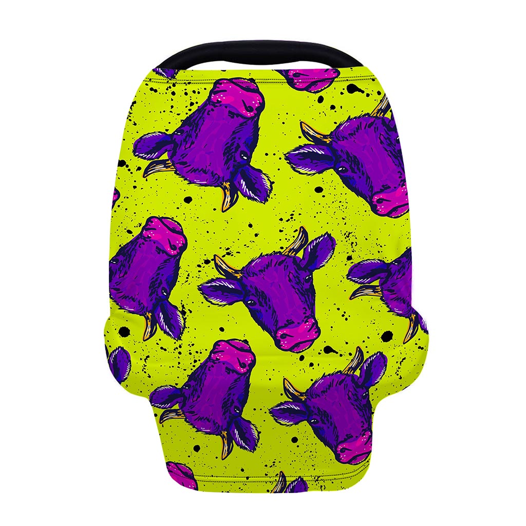 Lime Green And Purple Cow Pattern Print Baby Seat Cover