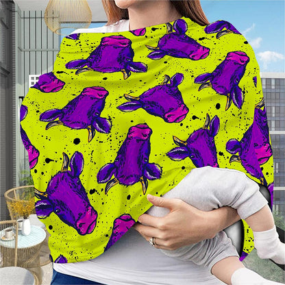 Lime Green And Purple Cow Pattern Print Baby Seat Cover