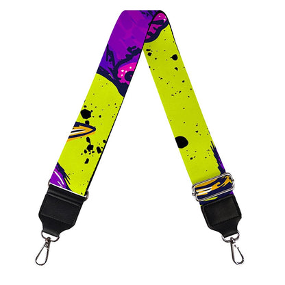 Lime Green And Purple Cow Pattern Print Bag Strap