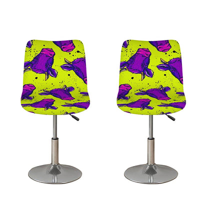 Lime Green And Purple Cow Pattern Print Bar Stool Covers