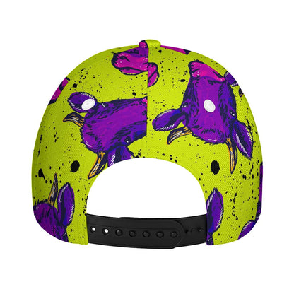 Lime Green And Purple Cow Pattern Print Baseball Cap