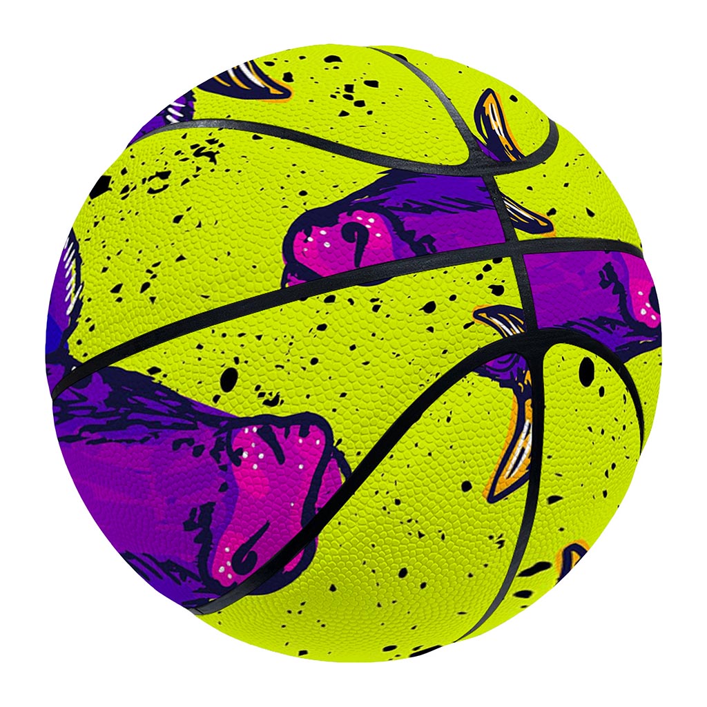 Lime Green And Purple Cow Pattern Print Basketball