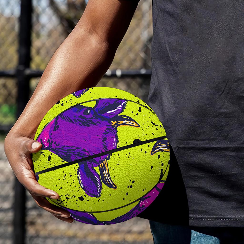 Lime Green And Purple Cow Pattern Print Basketball