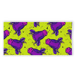 Lime Green And Purple Cow Pattern Print Beach Towel