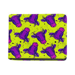 Lime Green And Purple Cow Pattern Print Bifold Wallet