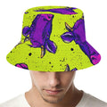 Lime Green And Purple Cow Pattern Print Bucket Hat